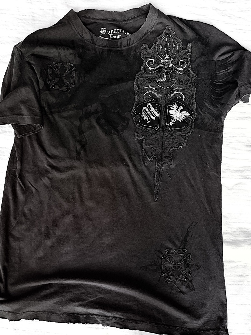Monarchy Large vintage look Black T-Shirt